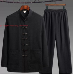 Kung Fu Uniform Men Chinese Traditional Tang Hanfu Martial Arts Tai Chi Suit Set