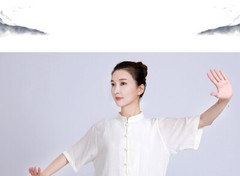 Summer Breathable Short Sleeve Kung Fu Shirts Wing Chun Training Vintage Sport