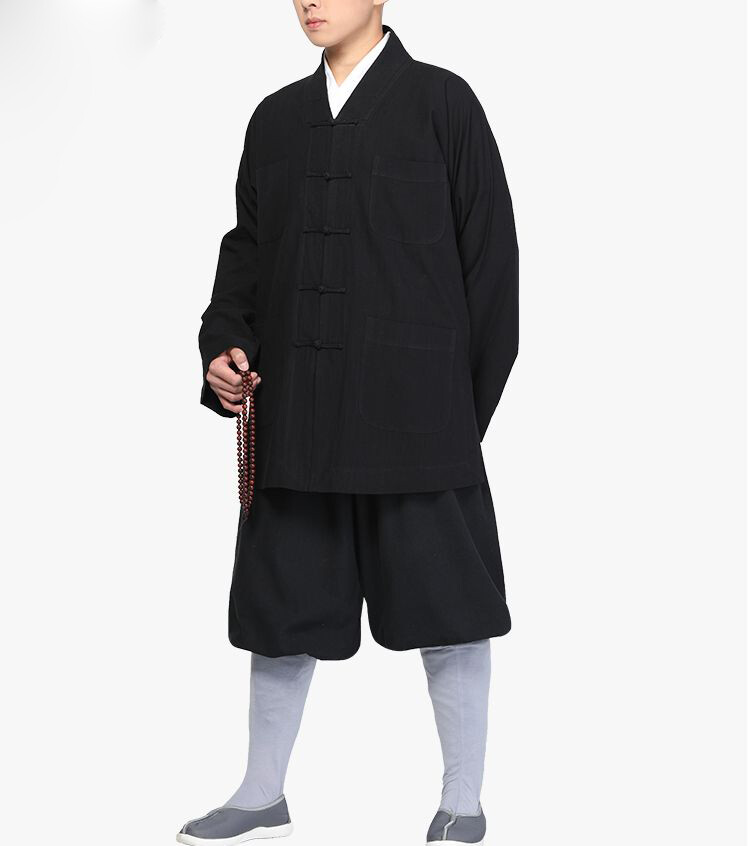 5color Full cotton Buddhist shaolin monk uniforms zen suits lay clothing black