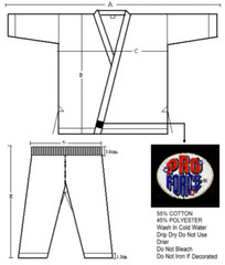 Proforce Karate Uniform Gi BLACK with White Belt ADULT or CHILD