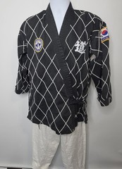 Vintage Taekwondo Jacket Black Belt Korea USA Patches Martial Arts Uniform
