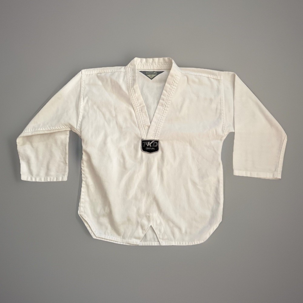 Century Brand White Taekwondo Uniform Top Kid Size 0 Cotton Polyester