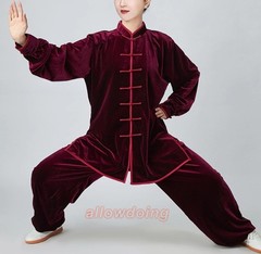 Fall Winter Unisex Tai chi Uniforms Korean velvet Kung fu Martial arts Suit Warm