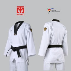 Mooto Official Taekwondo Karate Hapkido Uniform Dobok Gi Black Collar Kid Adult
