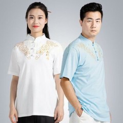 Chinese Cotton Tai Chi Clothing Kung Fu Wushu Martial Arts T-shirt Unisex Summer