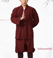 High Quality Casual Suits Buddhist Monk Religion Sets V-Neck Shirt+Pant Uniform