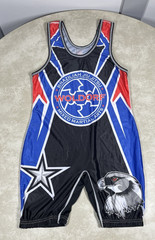Woldorf BJJ MAA Black Red Blue Eagle Singlet Size SEE DESCRIPTION 1287