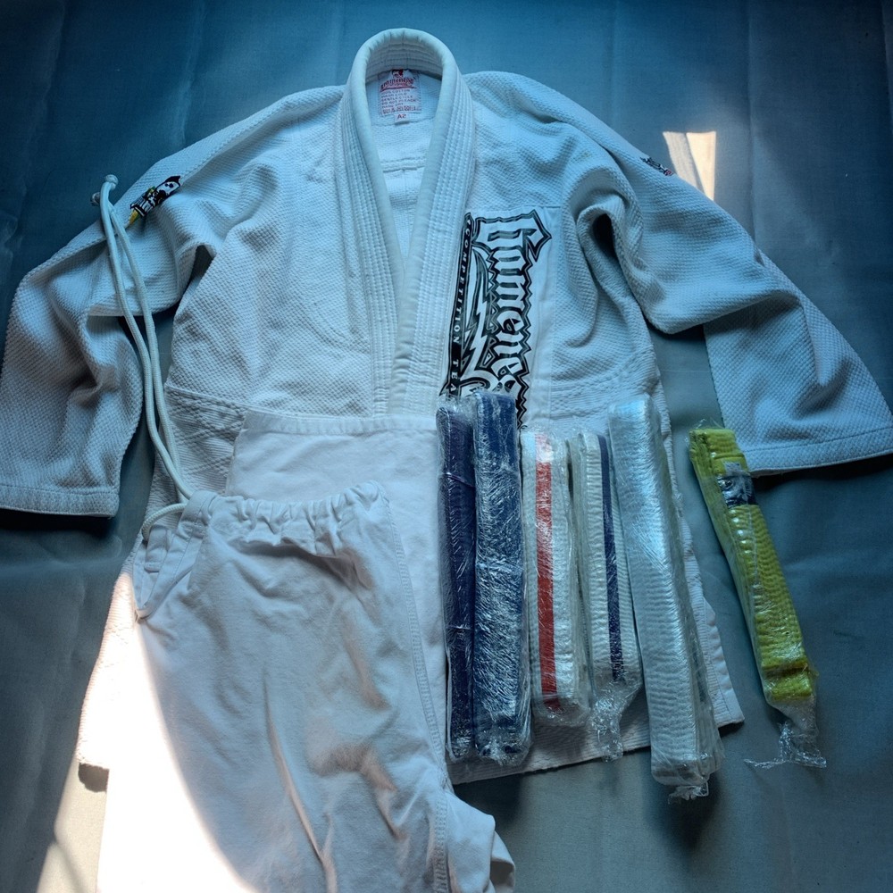 Gameness Competition Team Size A2 Gi Top And Bottoms, 7 Belts Included,