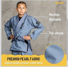 Elite Sports IBJJF Ultra Light BJJ Brazilian Jiu Jitsu Gi for Kids Gray Size C3
