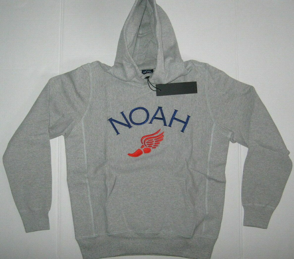 New Women’s Noah Wing Foot Embroidered Hoodie Heather Grey Size S