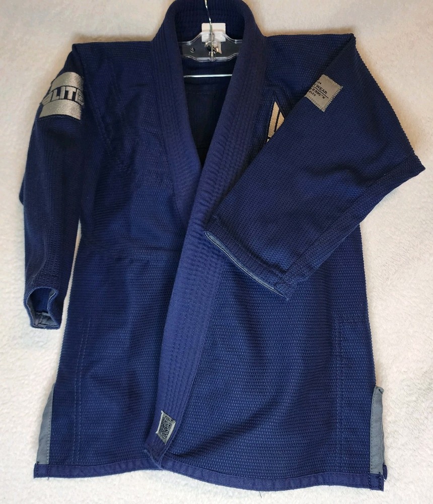 Elite Sports BJJ JIU-JITSU BOXING Navy Blue Top And White Belt Kids Size C00