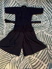 Black Kendo Uniform Set Jacket Pants Tabi Boots Hood Size M/shoes 8. Complete