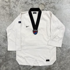 Nike Taekwondo Dobok Top Mens XL White Dri-Fit Black Collar Uniform Martial Arts