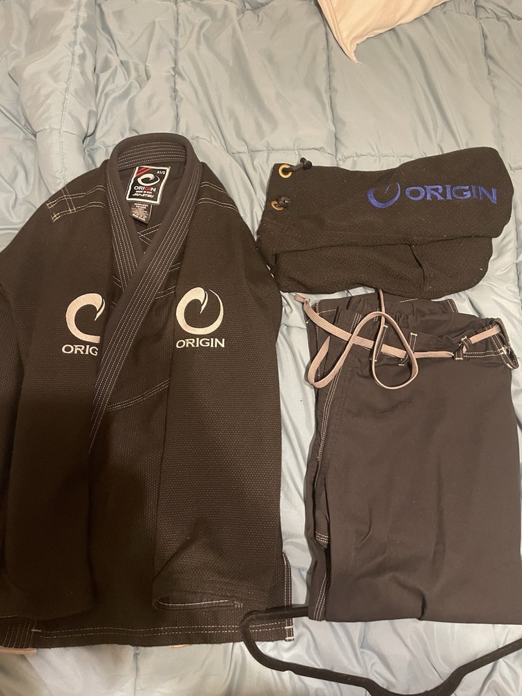 Origin Jiu-Jitsu Gi set A1/S black jacket medium pants with raptor bag (blue)