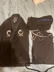 Origin Jiu-Jitsu Gi set A1/S black jacket medium pants with raptor bag (blue)