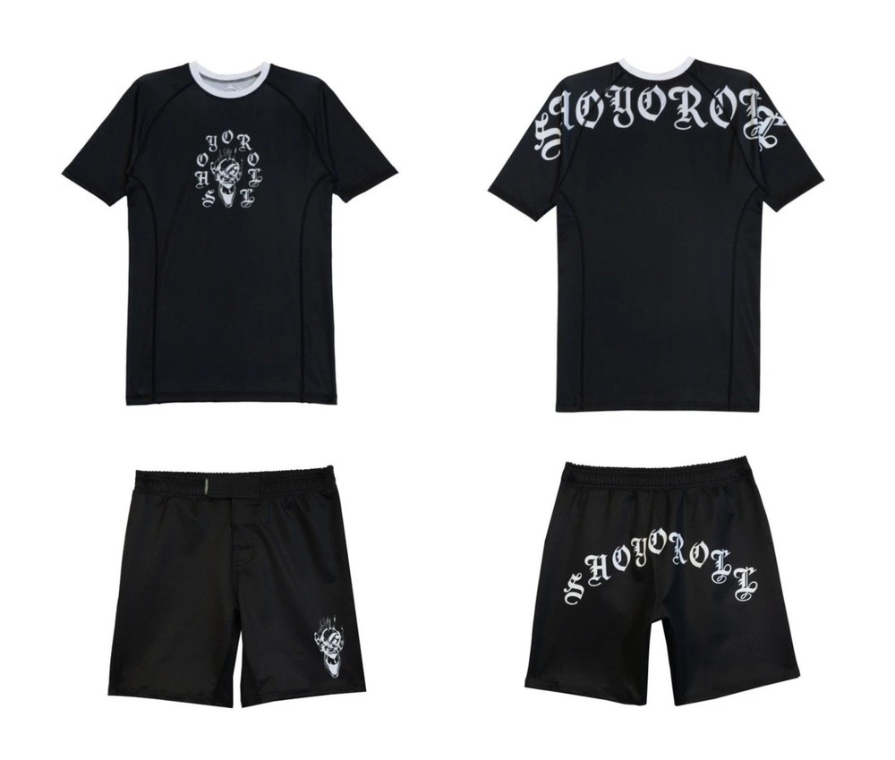 Yoga Flame Training Rash Guard SS Shorts Kimono Jiu Jitsu MMA Training BJJ Set