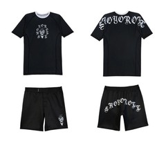 Yoga Flame Training Rash Guard SS Shorts Kimono Jiu Jitsu MMA Training BJJ Set