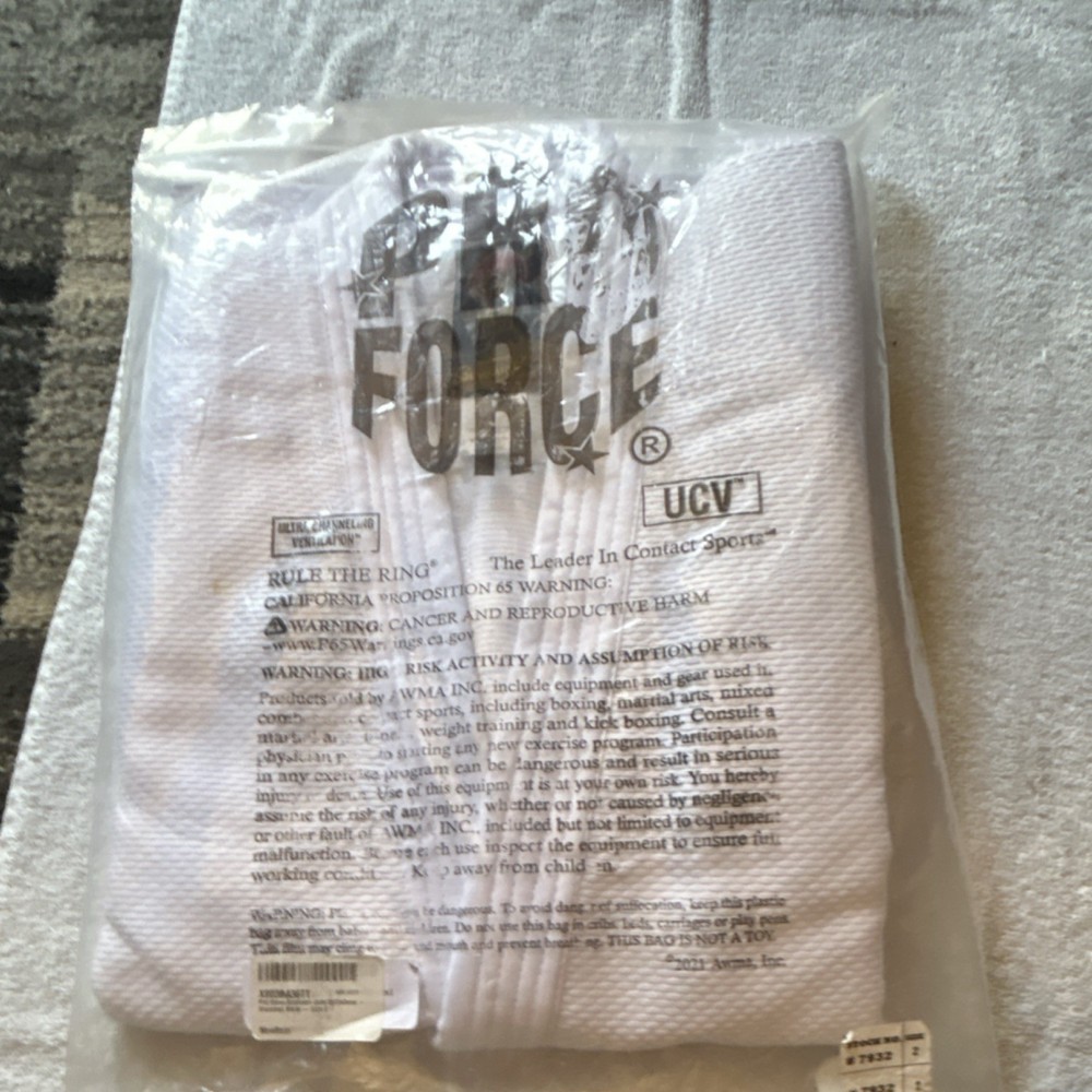 Pro Force Gladiator Judo Gi Uniform White Size 2 Adult Unisex