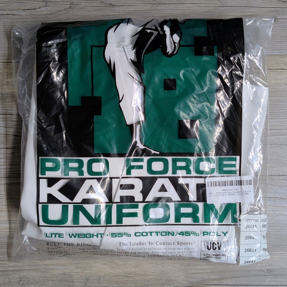 ProForce Karate Uniform Kids XS Size 000 White Lite Gi 55% Cotton Poly