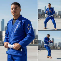 Jiu Jitsu Kimono Preshrunk Training Gi IBJJF Approved Uniform with Belt – Blue
