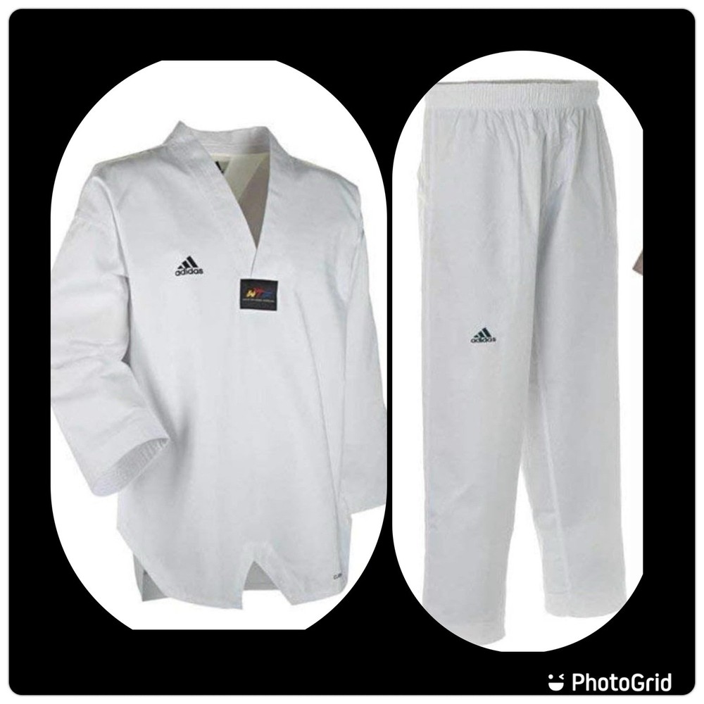 ADIDAS ADI-CHAMP III TAEKWONDO UNIFORM WITH WHITE V-NECK. Size 190