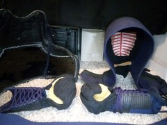 Japanese Kendo Bogu Uniform Martial Arts Armor Helmet Chest Plate Gloves Case