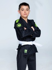 Fuji Sports Baseline 2.0 Unisex Kids Jiu Jitsu Gi Jiu-Jitsu BJJ – Black/Green