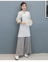 Womens Casual Cotton Linen Yoga Tai Chi Sets Uniform Martial Arts Kung Fu Suit
