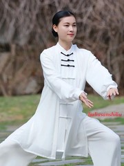 Tai Chi Uniforms Kung Fu Clothing Men Martial Arts Clothes Wu Shu Exercise White