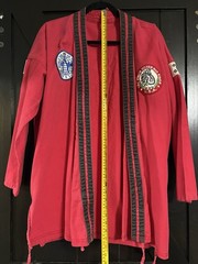 Vintage Han Moo Kwan Taekwondo Dobok Uniform-Red-World Taekwondo Patch 80cm Tall