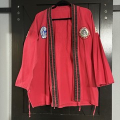 Vintage Han Moo Kwan Taekwondo Dobok Uniform-Red-World Taekwondo Patch 80cm Tall