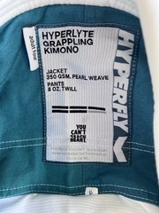 Hyperlyte BJJ Gi Standard Cut Comp, A4, White/teal– Excellent Condition