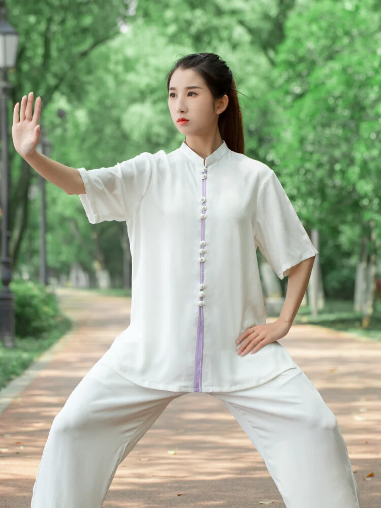 Short Sleeve Kung Fu Shirts Wing Chun Sport Martial Arts Taichi Uniform Ice Silk
