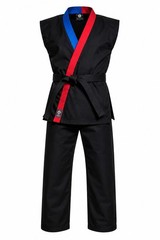 Black Karate Gi Set Sleeveless Martial Arts Uniform Training Suit with free Belt