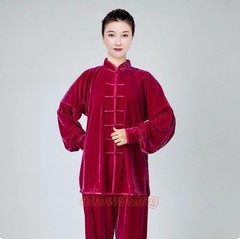 Fall Winter Unisex Tai chi Uniforms Korean velvet Kung fu Martial arts Suit Warm