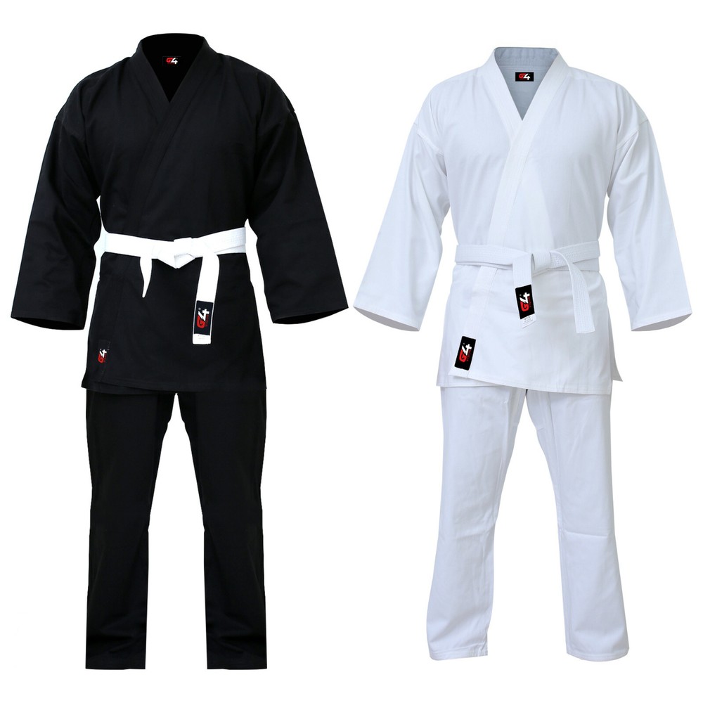 G4 Karate Unifrom Suit GI Aikido Martial Arts Lightweight Free Belt White Black