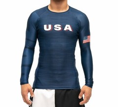 New Fuji USA 2.0 MMA BJJ Jiu Jitsu LongSleeve Long Sleeve LS Rashguard – Blue