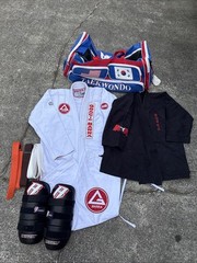 Gracie Barra Gi White BJJ Kimono Set GB1 Size Adult A3 + Revgear Pads + Duffle