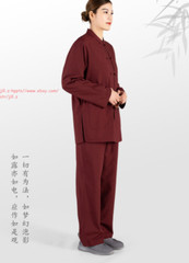 Unisex Shaolin Buddhist Monk Meditation Kung Fu Uniform Cotton Buckle Suit Sets