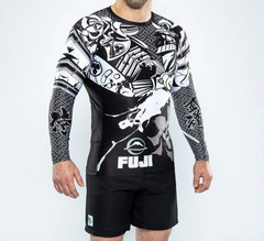 Fuji Rashguard Long Sleeve LS Musashi Rash Guard MMA BJJ Jiu Jitsu Black White