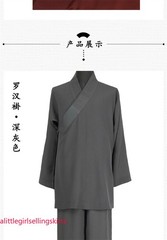 STOCK Buddhist Shaolin Monk Robe Full Set Linen Kung Fu Suit Meditation Uniforms