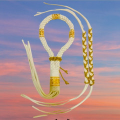 Mongkol Prajiat Set Tranditional Boxing Color White And Gold Muay Thai Handmand