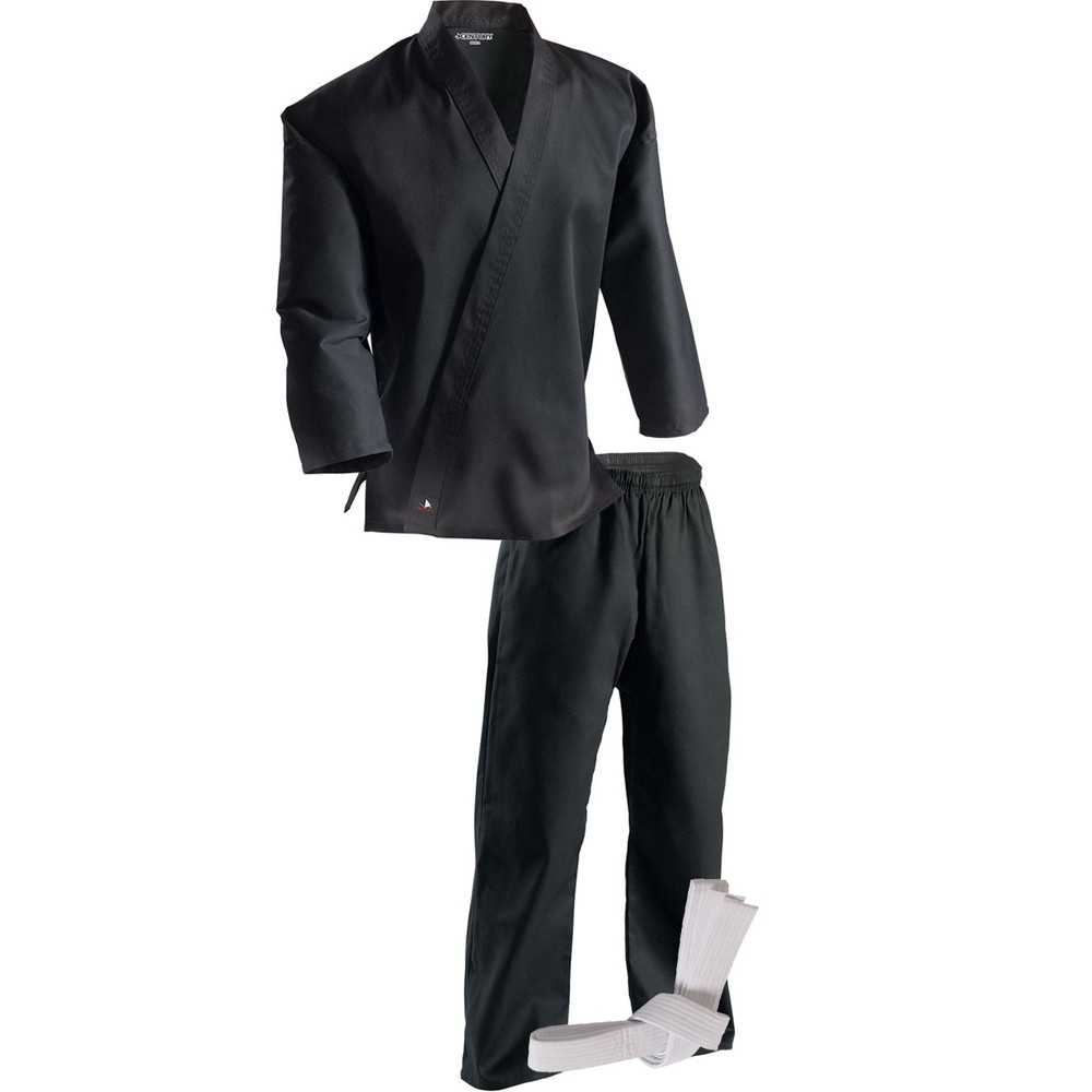Century Kid’s 6 oz. Lightweight Student Uniform w/ Elastic Pants – Black -kimono