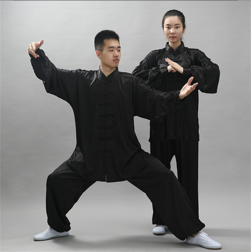 Chinese Women Men Kung Fu Uniform Martial Arts Wushu Tai Chi Suit Silk Yoga Sets