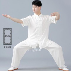 Linen Martial Arts Tai Chi Uniform Kung Fu Wingchun Suit Short Sleeves Outfit