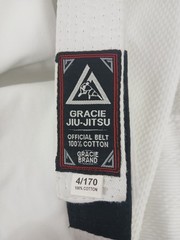 Gracie Brand Jiu Jitsu Official Gi Set White Sz 4/170 A2 BJJ Jacket Pants Belt