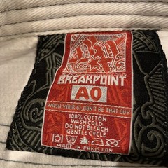 Breakpoint Brazilian jiu jitsu Jacket White – Size A0 & 66 Inch Belt