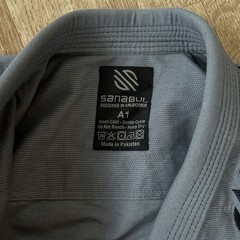Sanabul Gi BJJ Jiu Jitsu Top & Pants Set Grey Gray Size A1 Heavy Cotton Grapple