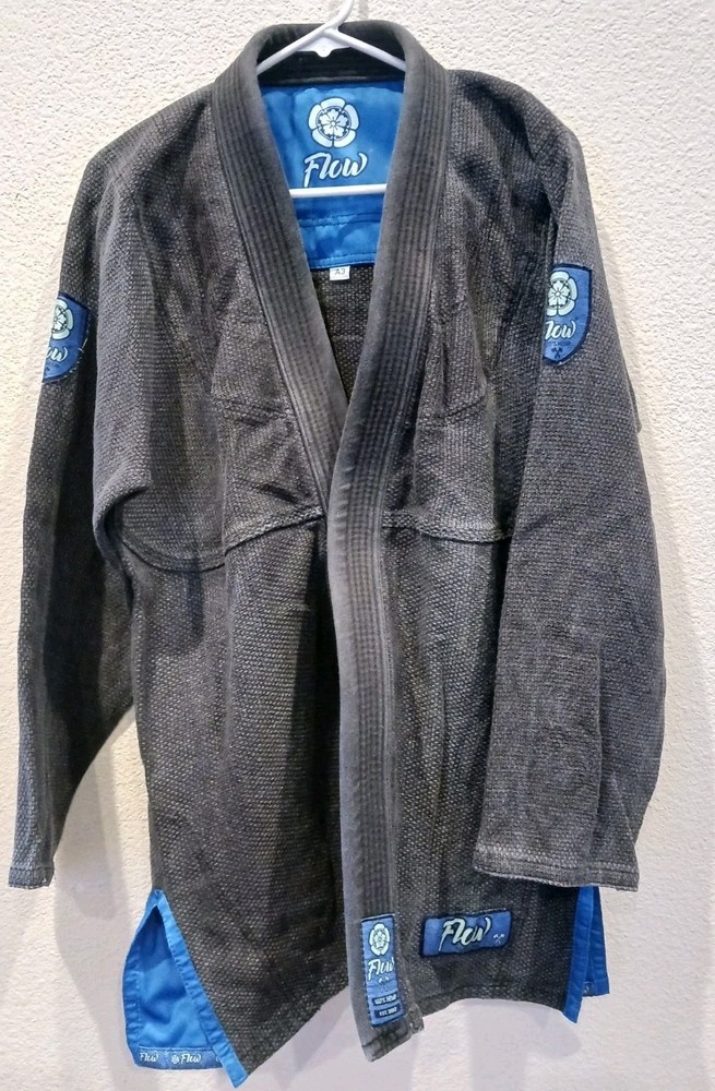 Rickson Gracie Team Flow Kimonos 100% Hemp Pro Gi Gray Kama Jiu-Jitsu Size A3