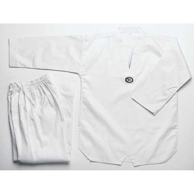 WHITE „V” NECK TAEKWONDO UNIFORM WITH WHITE COLLAR- ADULT AND CHILDREN